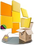 FENNEXT® Schallabsorber Akustikpaneele [8 Stk.] für spürbar reduzierte Geräusche I Modernes Akustikbild aus Quadrat Akustikplatten I Unbedenkliche Wand Paneele hergestellt in der EU I 3D Panels