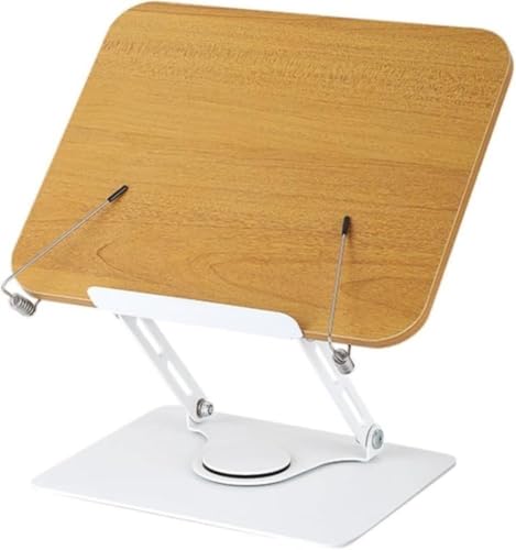 Lamantt読書、楽譜、ピアノスコア、折りたたみ式本棚、高さと傾きを 180° 調節可能、木目仕上げ、回転機能付き、取り付け不要。 (原木色,升降旋?款)