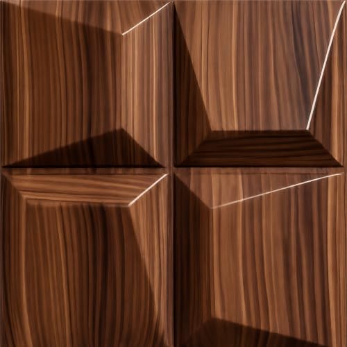 Image of Kayra Decor 3D PVC Wall Panels for Bedroom & Living Room | Cube Design | Wooden Color|19.7 x 19.7 Inch | Pack of 18 | 42.48 Sq Ft