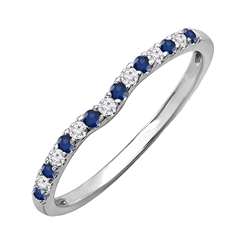 Dazzlingrock Collection 0.10 Ctw Round Alternate Blue Sapphire & White