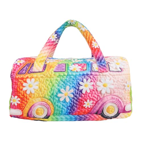 Sac de voyage matelassé fleurs rétro 45cm en toile polyester