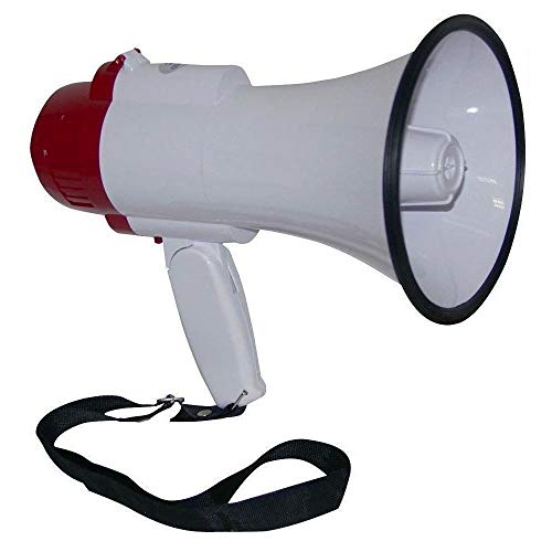MSPowerstrange Professional Portable Megaphone 30 Watt Bullhorn Repeat Recorded Audio with Siren Speaker for Coach