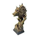 f fityle scultura testa di decorazione testa di animale statua di animale retrò intagliata a mano busto testa di per ristorante home scaffale, l oro