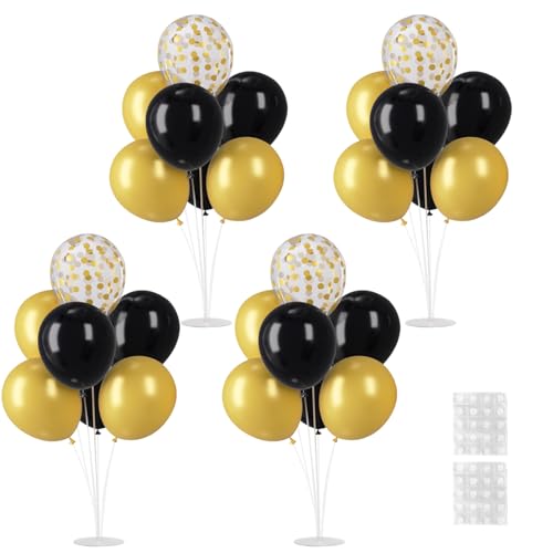 Voircoloria 6 Sets Balloon Stand Kits with Base for Party Decor Black&Gold