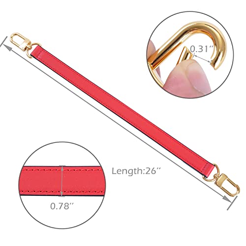 Image of Genuine Leather Plain Strap Replacement Top Handle Leather Strap for Handbag (Red, 26 in)