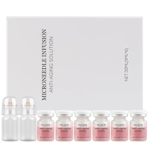Micro Infusion System für Gesicht, Mikro-Needling Infusions Kit mit Hyaluronsäure & Kollagen, Intensiv Feuchtigkeitsspendend & Hautstraffend, Anti-Aging Serum für Glatte Haut und Alle Hauttypen (2+6)