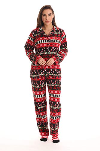 #FollowMe Printed Microfleece Button Front PJ Pant Set with Socks 6370-10440-M