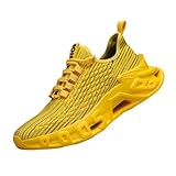 clofab Sneaker Herren Schuhe Turnschuhe Sportschuhe Laufschuhe Running Tennis Walkingschuhe Fitness Jogging Sneaker Leichte und Atmungsaktiv für Gehen (38,Gelb)