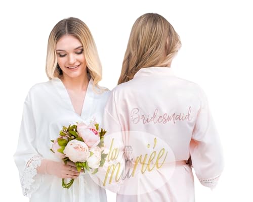 Silky Soft Satin Wedding Robes, Robes with Lace For Bridal Party, Bridesmaid Gifts, Bridesmaid Robes, Maid of Honor Robes, Bachelorette Party Gift, 20 beautiful Colors in 5 different sizes