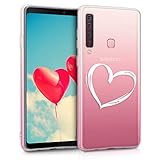kwmobile Clear Case Compatible with Samsung Galaxy A9 (2018) - Soft TPU Phone Back Cover - Brushed Heart White/Transparent