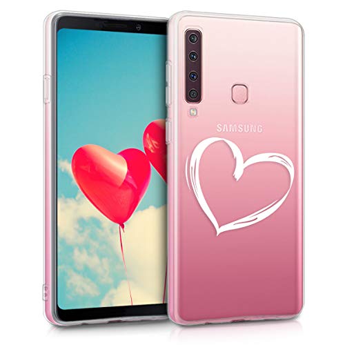 kwmobile Clear Case Compatible with Samsung Galaxy A9 (2018) - Soft TPU Phone Back Cover - Brushed Heart White/Transparent