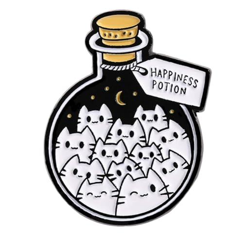 AAVEDGE Cat Pins Cute, Funny Pins for Backpacks, Clothes, Bags, Lanyards, Hats & Jackets. Adorable HAPPINESS POTION Novelty Lapel Brooch Enamel Pins for Women, Men, Teens, Girls & Boys