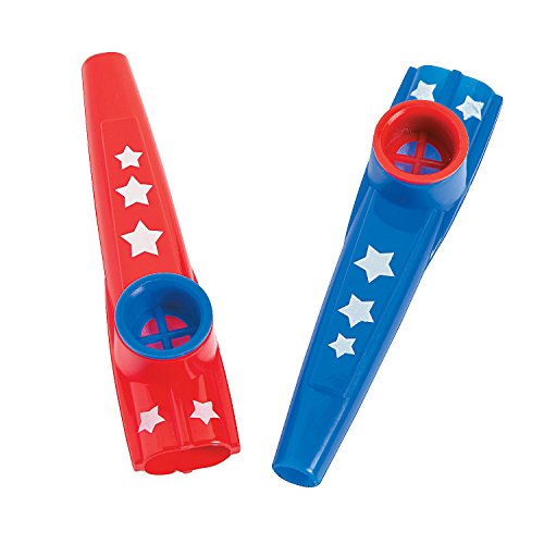 Fun Express USA Patriotic Kazoos Set – Fun Noisemakers for Kids – Perfect for Fourth of July Parties Parades & Patriotic Celebrations – Ideal Party Favors & Giveaways Great for Family Fun – 12 Pieces