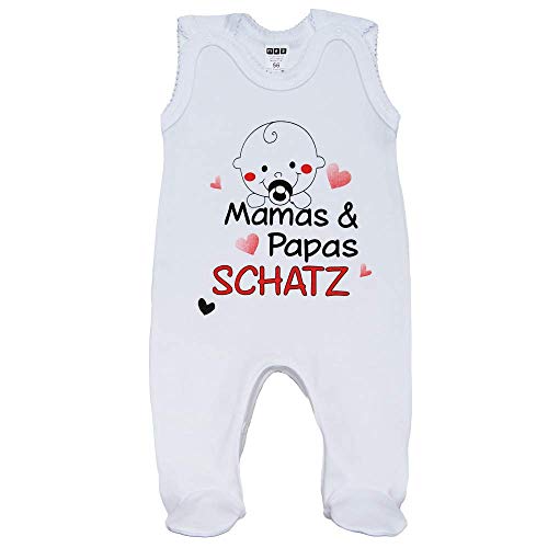 MEA BABY Unisex Baby Strampler mit Spruch Mamas & Papas Schatz,100%...