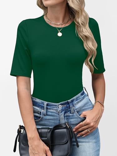 Image of ANRABESS Womens Half Sleeve Tops Crewneck Shirts Basic Fit Work Tee
