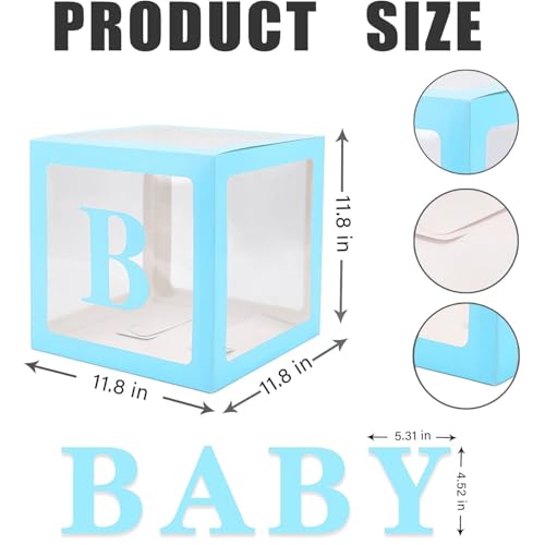 Image of Rozi Decoration Blue Baby Balloon Box for Decorations Items Set of 4 Pcs | Welcome Prince Decoration | Birthday Decoration Baby Box