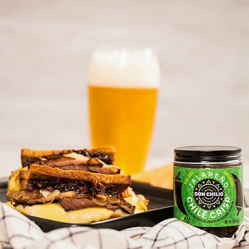 Don Chilio Chile Crisp – Crunchy Sliced Jalapenos Fried Chili Peppers In Hot Seasoned Oil – Mild - 0 Carb Keto - Use As Topping, Sauce, Condiment, Salsa Alternative (5Oz Jar) #TOP5