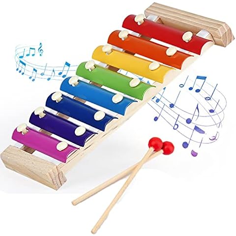 Wooden Colorful Xylophone for Kids Educational Hand Knock Percussion Musical Instruments Toys Games for Toddlers Boys Girls Learning Playing Tool Gift for Age 3 4 5 6 above Present for Birthday Party Cover