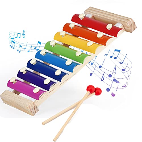 Wooden Colorful Xylophone for Kids Educational Hand Knock Percussion Musical Instruments Toys...