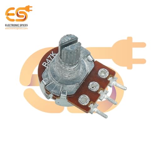 Image of Electronic Spices 47k 3Pin Round Shaft Rotary Potentiometer Volume Pot 47K with Knob for Multiple Applications (Pack of 4)