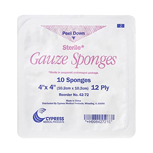 SurgiMac Esponja de Gasa, Algodón, 12 Capas, Cuadrada 4 x 4 pulgadas, Estéril miniatura 2