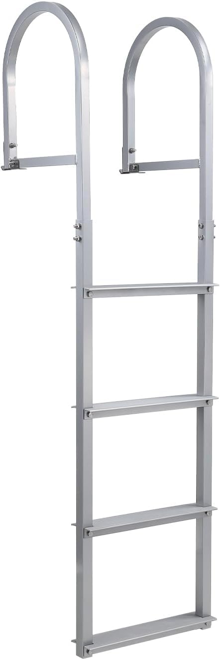 Removable Dock Ladder 4 Steps, 500lbs Load Capacity, Aluminum Swim Ladders, Pontoon Boat Ladder with Nonslip Design for Lake, Marine Boarding, Pool
