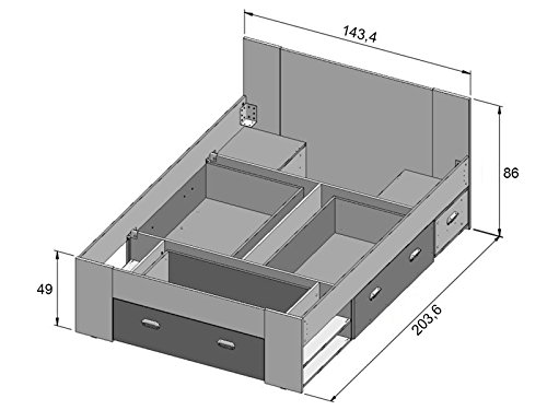 Stauraumbett 140×200 Möbelando Einzelbett Bettrahmen