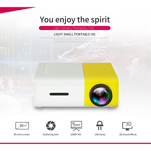 Arabest Mini LED Smart Home Projector - 1080P Supported, Compatible with HDMI, USB, TF Card, AV and Remote Control (UK Plug)