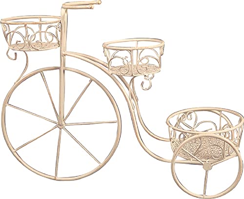 Portafiori Ferro Battuto Bici 3 Cesti bianco