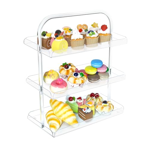 3 Pack Dessert Table Display Set, Clear Acrylic Cupcake Stand Holder for Cupcakes Dessert Pastry Food Treat, 3 Tier Serving Tray Catering Supplies Buffet Display for Birthday Weddings Parties Events