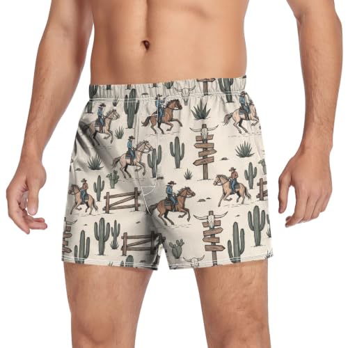 Image of Men's Boxer Shorts Cotton Loose Underwear with Button Fly
