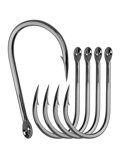 BLUEWING Welded Eye Fishing Hook Big Game Hook High Carbon Steel Extra Sharp for Saltwater & Freshwater 9/0