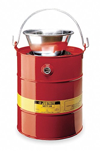 Image of Justrite 10903 Steel Drain Can with Plated Steel Funnel, 11L Capacity