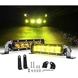 CHELHEAD LED作業灯 ７インチ イエロー ライトバー 30W フォグランプ 狭角 3600LM ワークライト 2種取り付けステー選択可能 トラック用品 車外灯 農業機械 2個セット