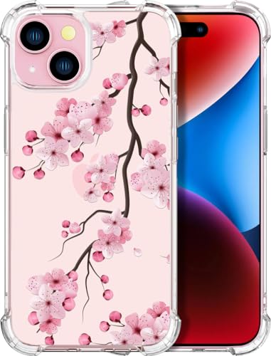 Coque iPhone 15 fleur de cerisier transparente pour femmes