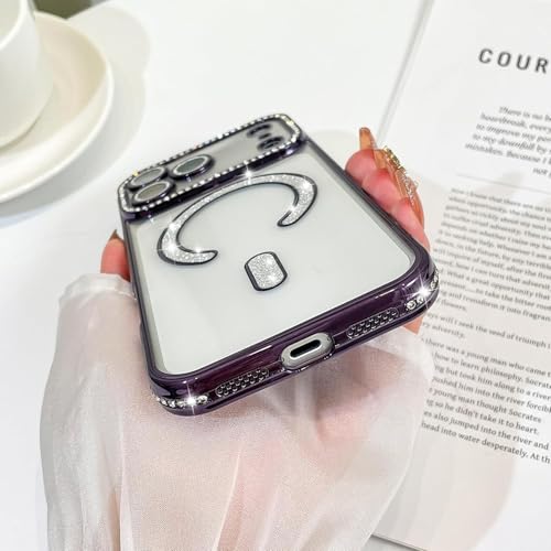 Image of DIZORO Compatible with (iPhone 17 Pro Case) Clear Luxury Diamond Glitter Case |Camera Lens Protector with Glitter Ring | Premium Shockproof Glossy Shiny Back Cover Case for Girls Women -DEEP