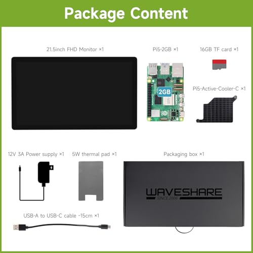 Image of waveshare 21.5inch Capacitive Touch Monitor, 1080x1920 Full HD, Optical Bonding Toughened Glass Panel, HDMI, 10-Point Touch,Built-in Pi5-2GB