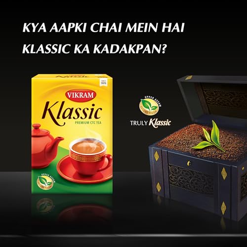 Image of Vikram Klassic Tea - Premium CTC | Authentic Upper Assam & Second Flush Leaves | Strong, Flavorful & Aromatic Blend | Rich Amber Color, Uplifting Aroma & Unique Muscatel Taste | 500g