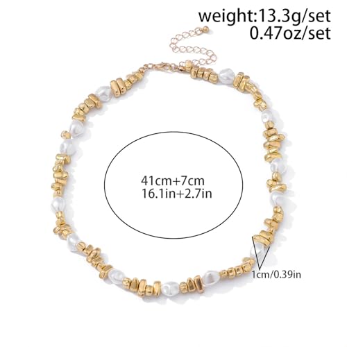 Gold Statement Necklace for Women Pearl and Gold Necklace Trendy Baroque Pearl Choker for Women Jewelry4