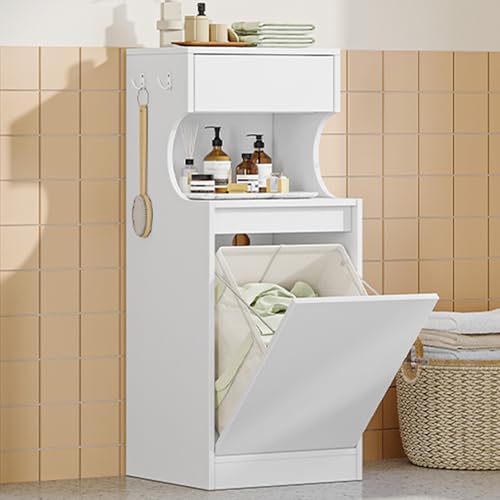 Hzuaneri Badezimmerschrank mit Wäschekorb, Wäscheschrank mit 1 Schublade...