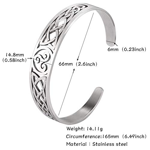 VASSAGO Nordic Viking Triskele Symbol Irish Trinity Celtic Knot Cuff Bracelet Stainless Steel Bangle Vintage Amulet Jewelry Gifts for Men Women Teens3
