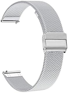 WATORY Ersatz für Garmin Venu 2S/Vivoactive 4S/Vivomove 3S Damen Armband, 18mm Mesh Gewebte Edelstahl Metall Uhrenarmband Ersatzband für Withings Pop/Steel HR 36mm, Silber