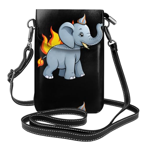 Petit sac pour téléphone motif éléphant en cuir rabat femme