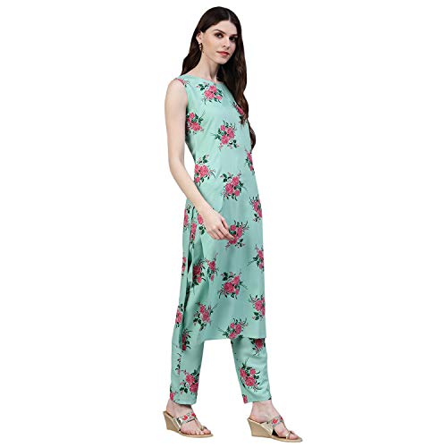 Image of Stylum Women's Printed Rayon Straight Kurta Pant Dupatta Set
