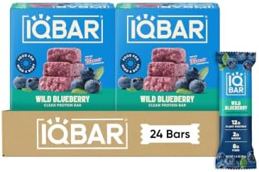 IQBAR クリーン高プロテインバー、低糖スナック、ワイルドブルーベリー 24ct