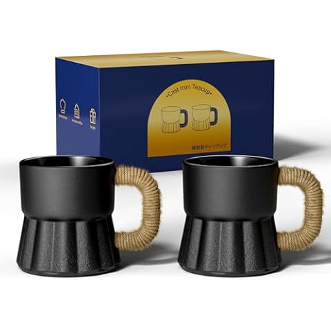 Toptier 4 oz Cast Iron Tea Cups Cover