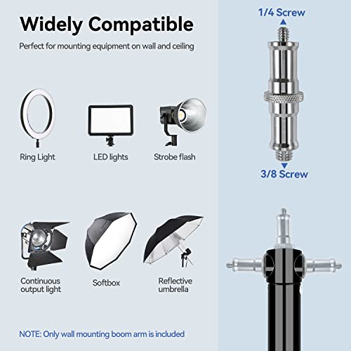 Takerers Ring Light Wall Mount: Save Space, 180º Flexible Rotation - Wall Mount Triangle Boom Arm With 3/8 & 1/4 Screw For Photography Light, Monolight, Softbox, Umbrella, Reflector, Max Length 51Inch #TOP2