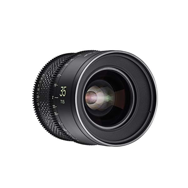 Rokinon Xeen CF 35 mm T1.5 Pro Cinema Weitwinkelobjektiv mit Kohlefaser-Konstruktion und Leuchtmarkierungen für Canon EF Mount, Schwarz, Mittelgröße (CFX35-C)