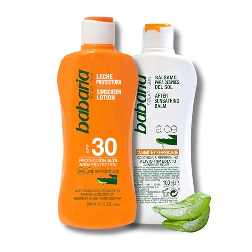 Babaria - Pack 2 de Leche Protector Solar Corporal SPF 30 y After...