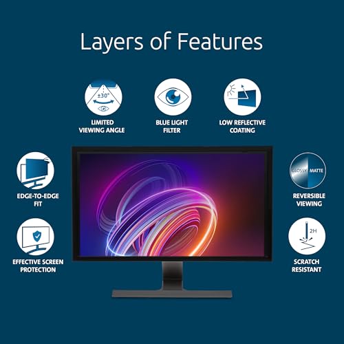 Image of Kensington 21.5 inch Computer Privacy Screen for Desktop, 16:9 Widescreen Monitor, FP215W9 Anti-Glare Blue Ray Reduction Computer Privacy Filter, Matte and Glossy Viewing Options, K55415WW